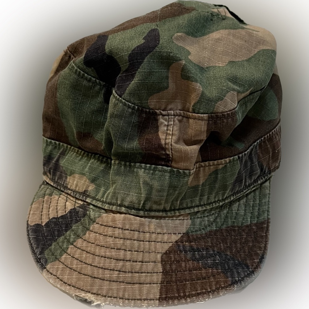 Army Camo Hat Reversible w/Pocket on Top Distressed